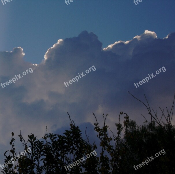 Clouds Massed Puffy Large Blue Shadows