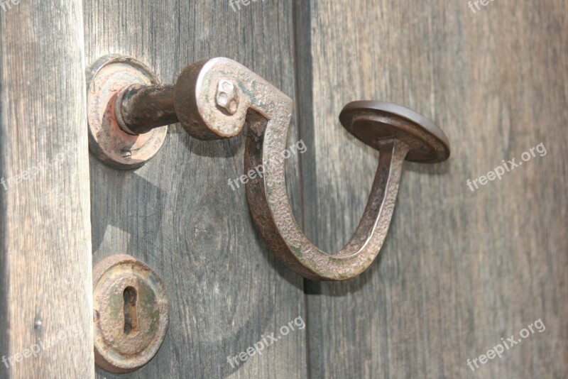 Door Handle Old Metal Wood Door