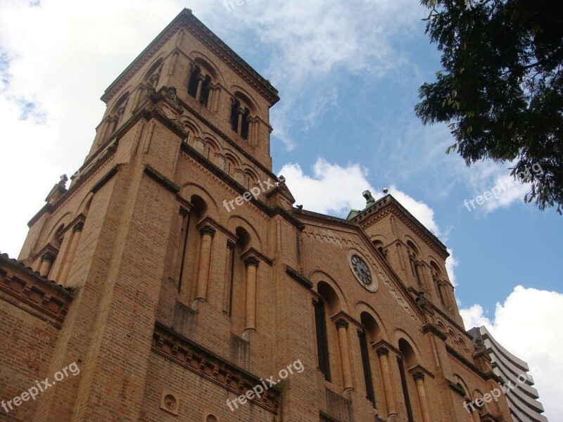 Medellin Colombia Catedral Metropolitana Church Blue Sky