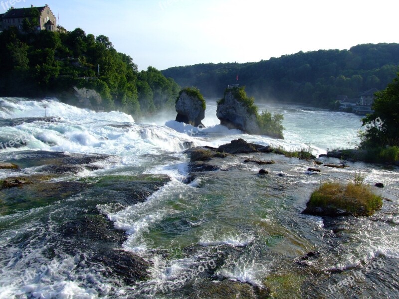 Rhine Rhine Falls Schaffhausen River Landscape Switzerland