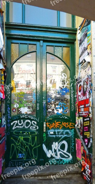 House Entrance Portal Door Old Door Graffiti