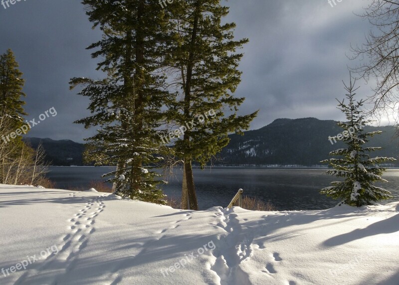 Winter Scenery Canim Lake British Columbia Canada