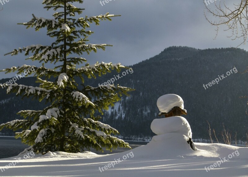 Winter Scenery Canim Lake British Columbia Canada