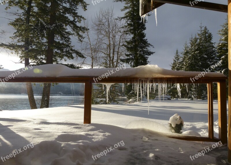 Winter Scenery Canim Lake British Columbia Canada