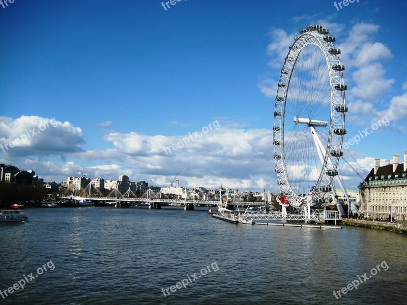 London Ferris Wheel London Eye City River