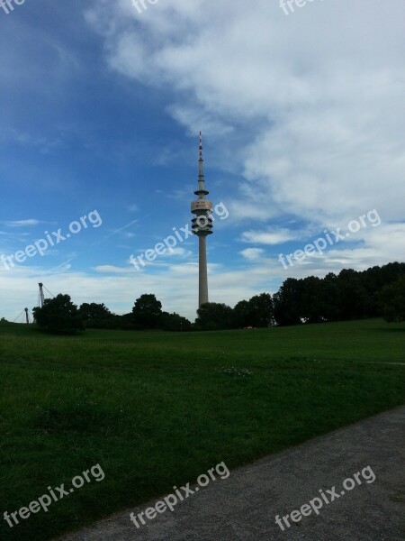 Olympia Tower Munich Olympic Park Tower Clouds