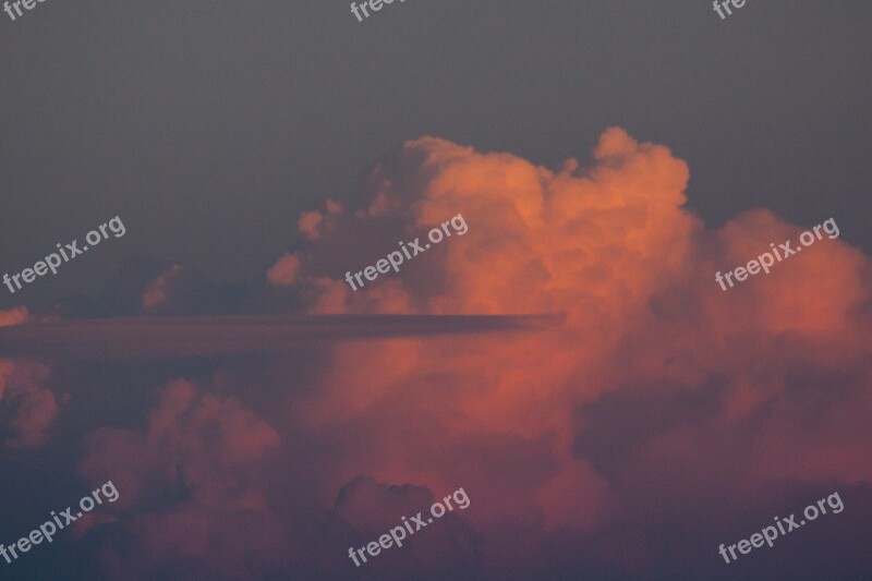 Cloud Afterglow Orange Red Cumulus Clouds