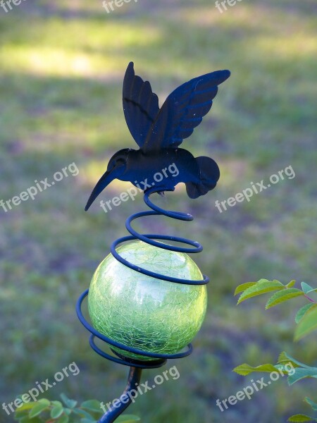 Garden Decoration Hummingbird Blue Green