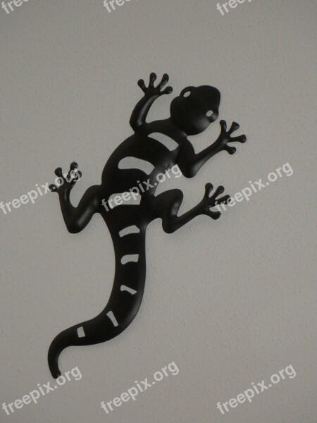 Gecko Black And White Metal Decoration Lizard