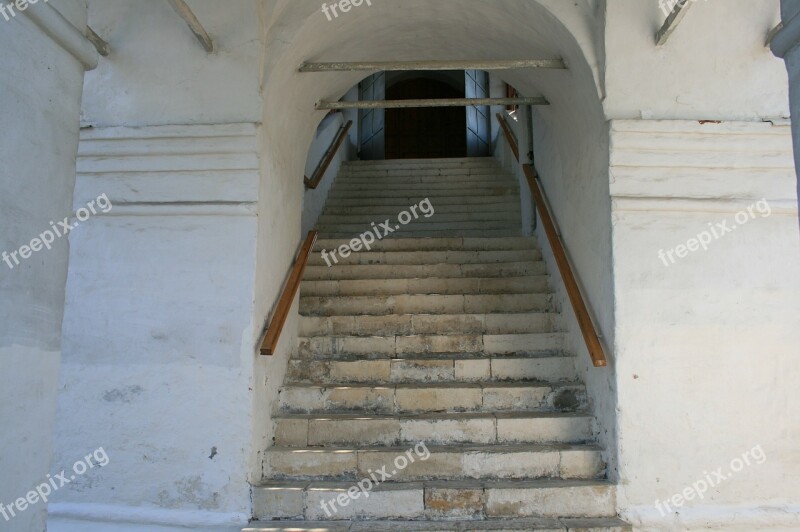 Staircase Steps Headrailings White Wall Building