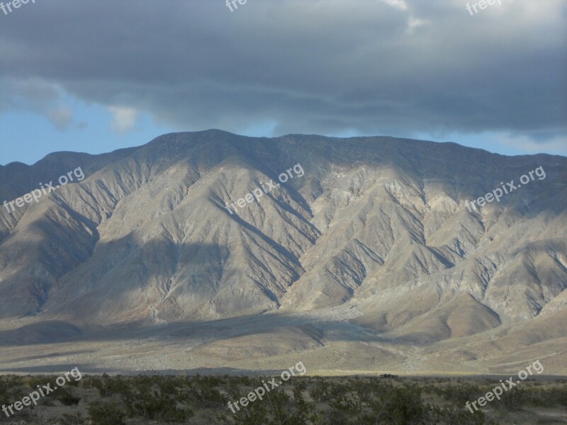 California Borrego Springs Mountains Skyline Clouds