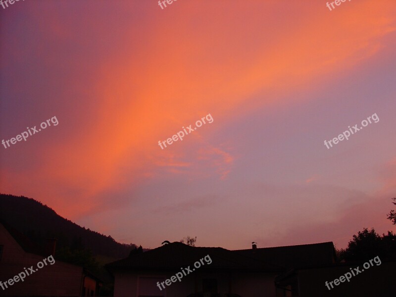 Sky Sunset Red At Dusk Sunrise