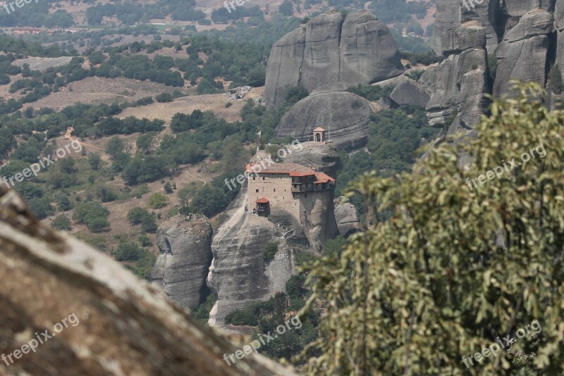 Meteora Monastery Greece Cliff Free Photos