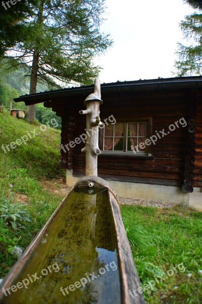 Switzerland Alps Chalet Fountain Wooden Houses