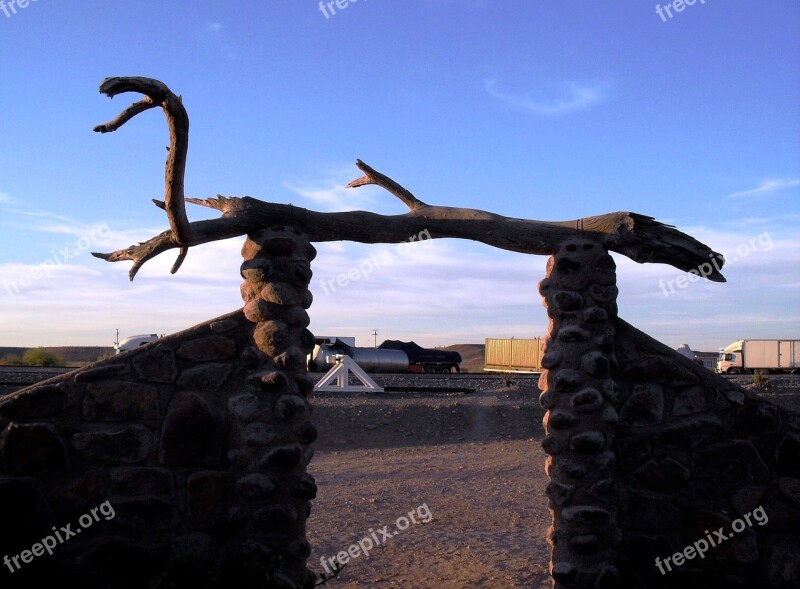 Entrance Stone Walls Driftwood Dry Wood Sand