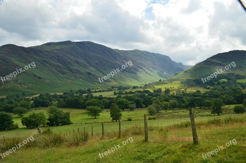 Landscape Mountain Clouds Fence The Nature Of The