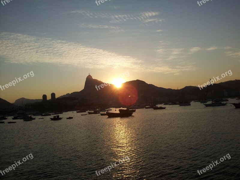 Sunset Rio De Janeiro Sugar Loaf Pão De Açúcar Tourist Attraction Landscape