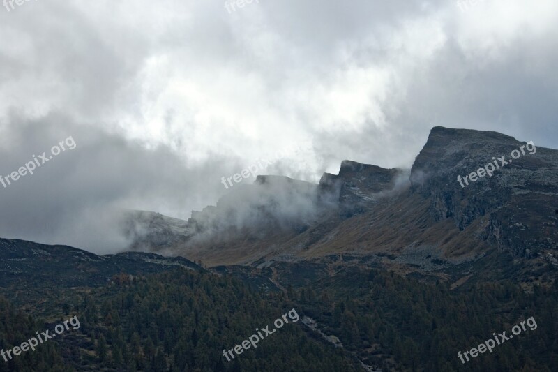 Mountains Mountain Pass Switzerland Clouds