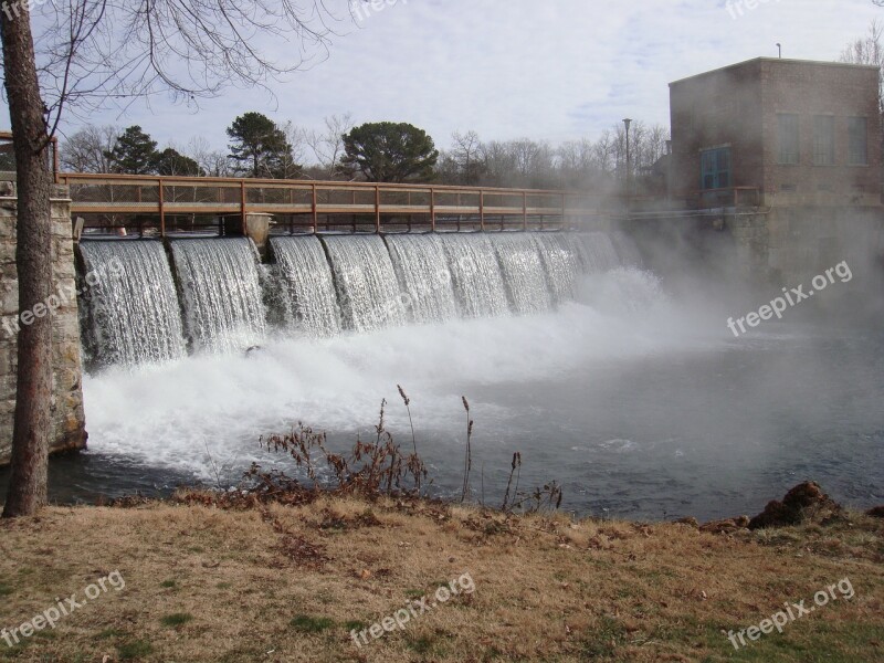 Bridge Water Waterfall Fog Nature