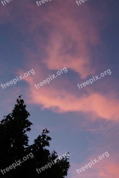 Clouds In The Evening Afterglow Reddish Clouds Silhouette Sky