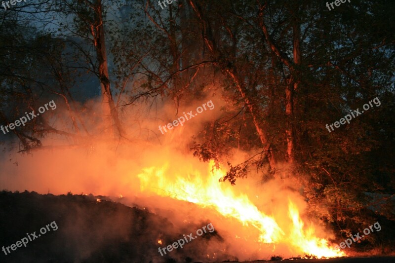 Evening Outdoors Fire Spreading Smoke