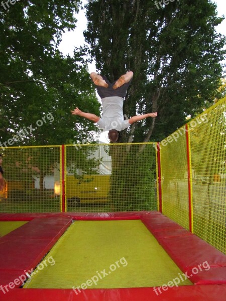 Sports Trampoline Bounce Man Go To Somersault