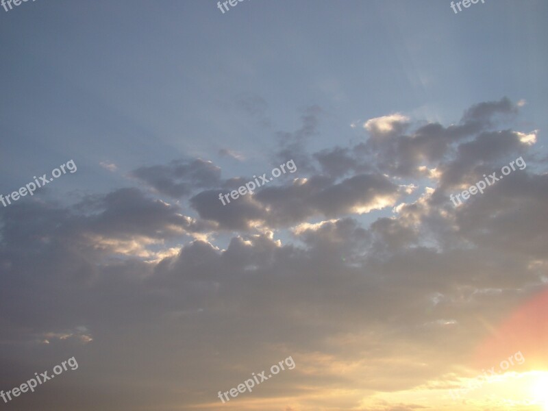 Sky Clouds Sunrise Sun Rays