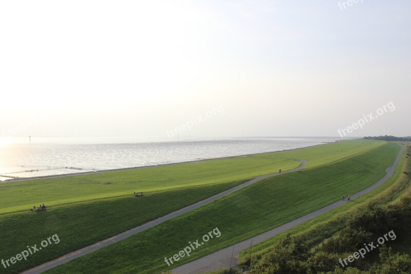 Dike Sky Water North Sea Sea