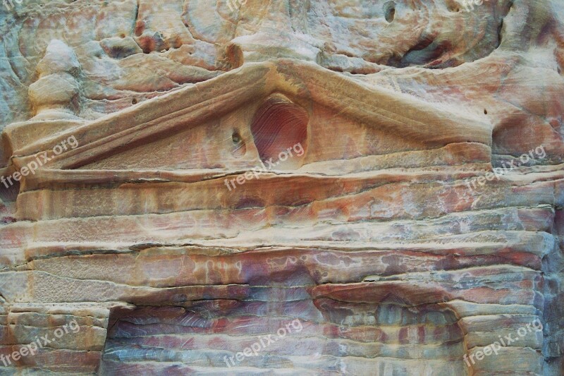 Temple Urn Tomb Weathered Petra The Red