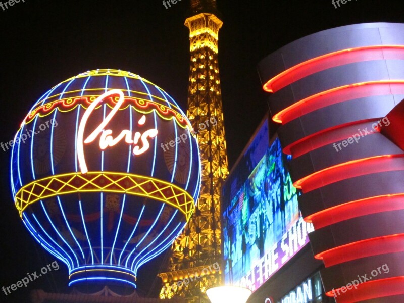 Las Vegas Paris Eiffel Night Vegas