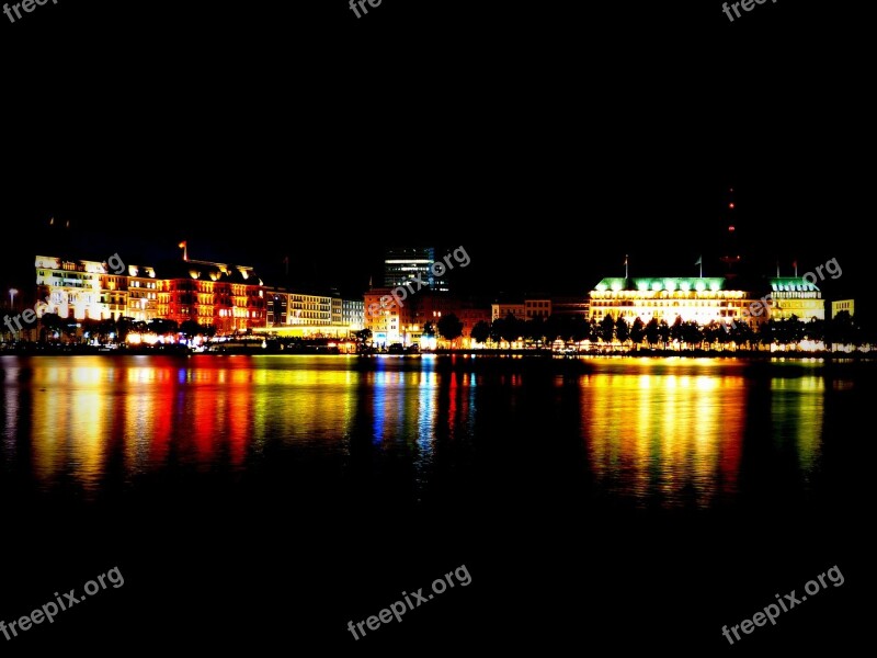 Alster Night Hamburg City Free Photos