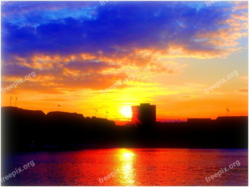 Sunset Alster Hamburg Free Photos