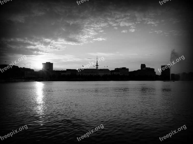 Alster Black And White Hamburg Free Photos