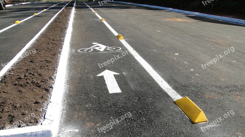 Bike Path Asphalt Traffic Signal Road Sign Attention