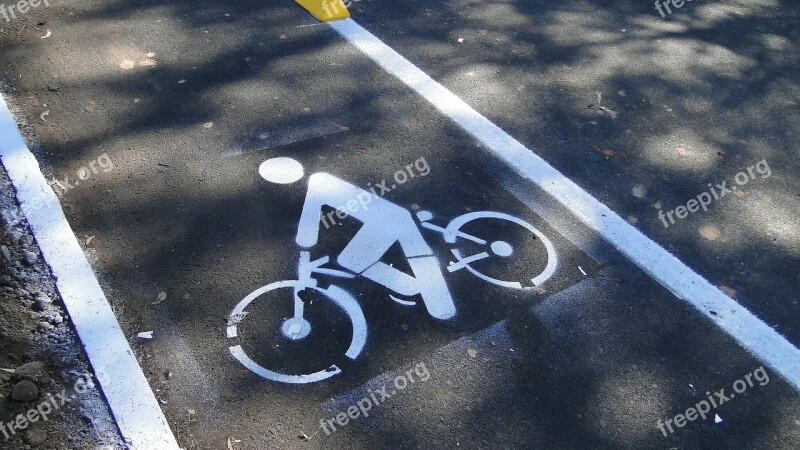 Bike Path Asphalt Traffic Signal Road Sign Attention