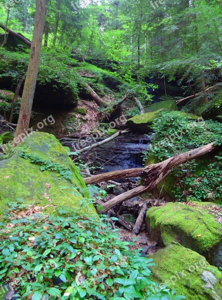 Nature Hiking Waterfall Rock Hike