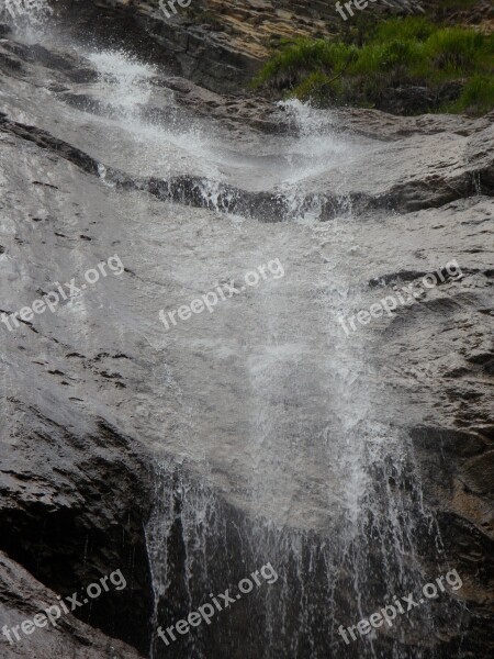 Flow Water Waterfall Mountain Rock