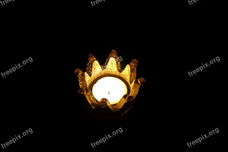 Crown Fire Flame Light Black Background