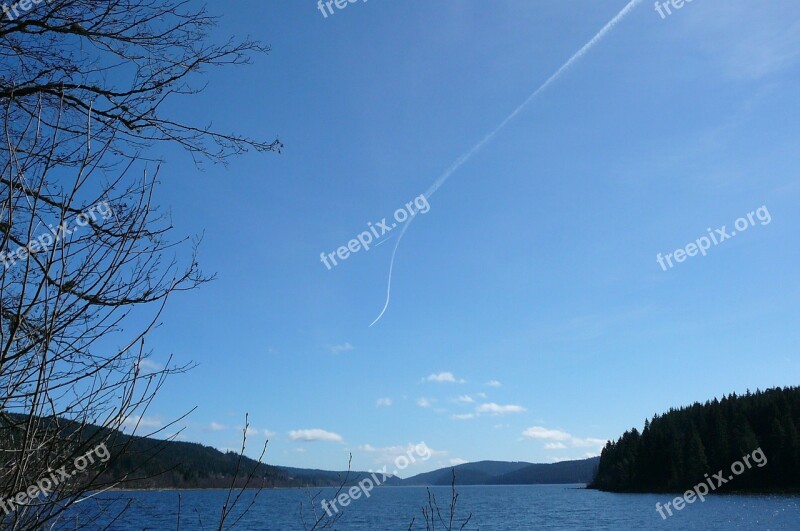 Sky Contrail Clouds Blue Clear