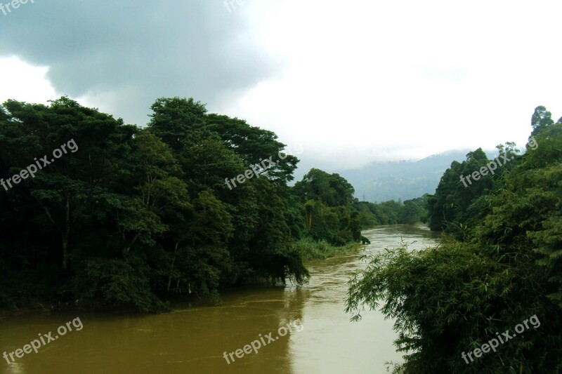 Mahaweli River River Green Trees Sky Cloudy Sky