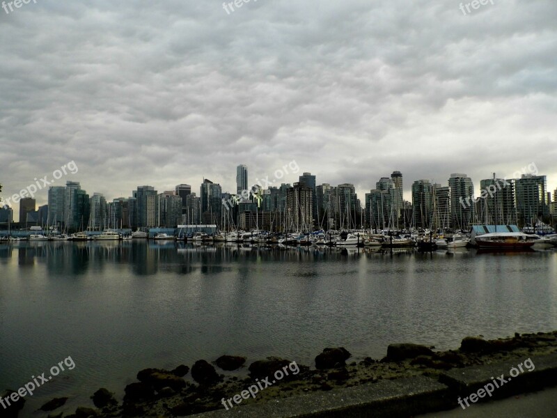 Vancouver Canada Skyline Water Cloudiness