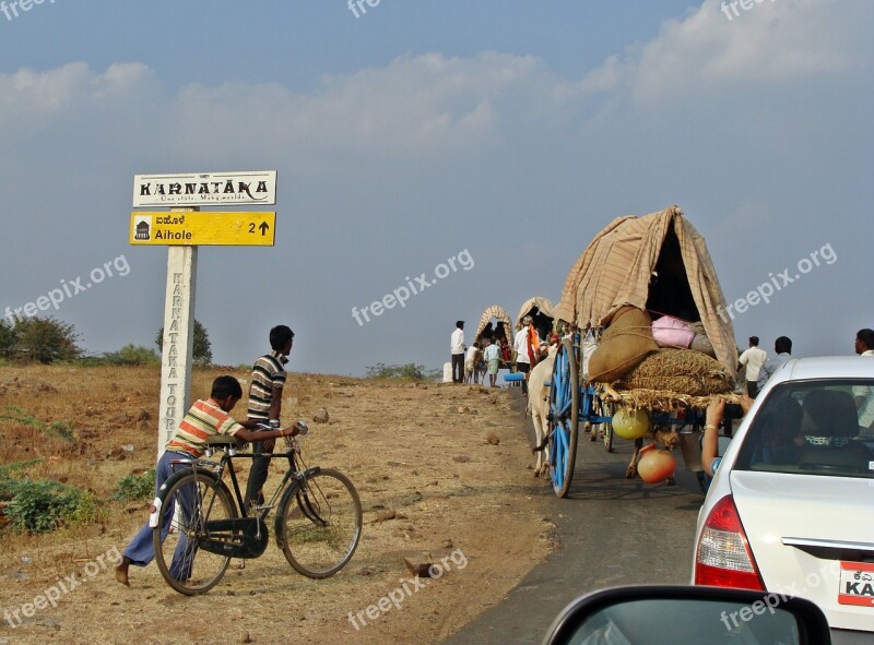 Aihole Road Karnataka Bullock Cart Rural