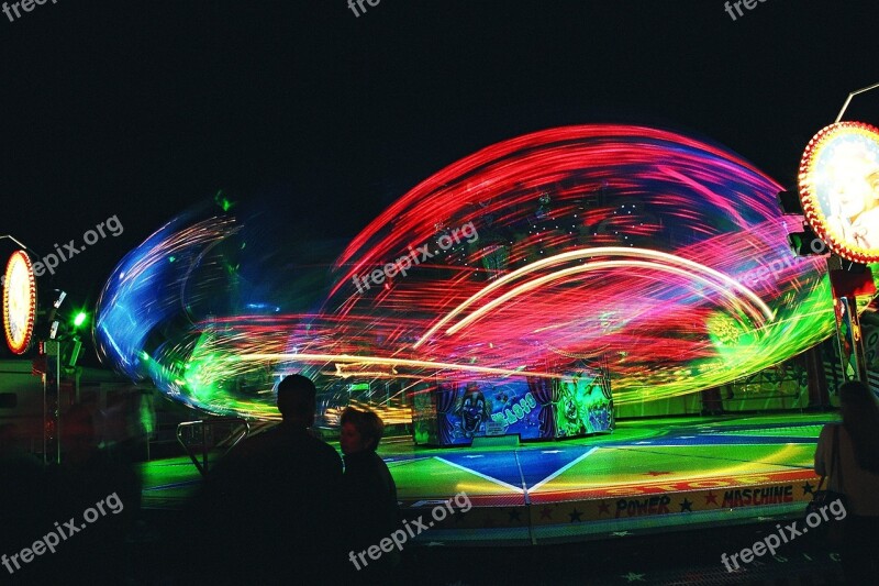 Ride Carousel Motion Blur Colorful Red