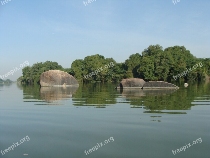 Krishna River Raichur Karnataka India Rocky Outcrop