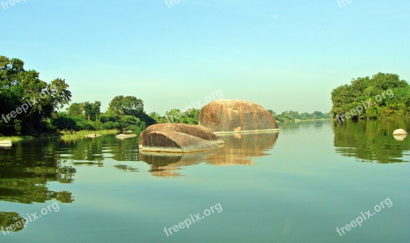 Krishna River Raichur Karnataka Rocky Outcrop Backwaters