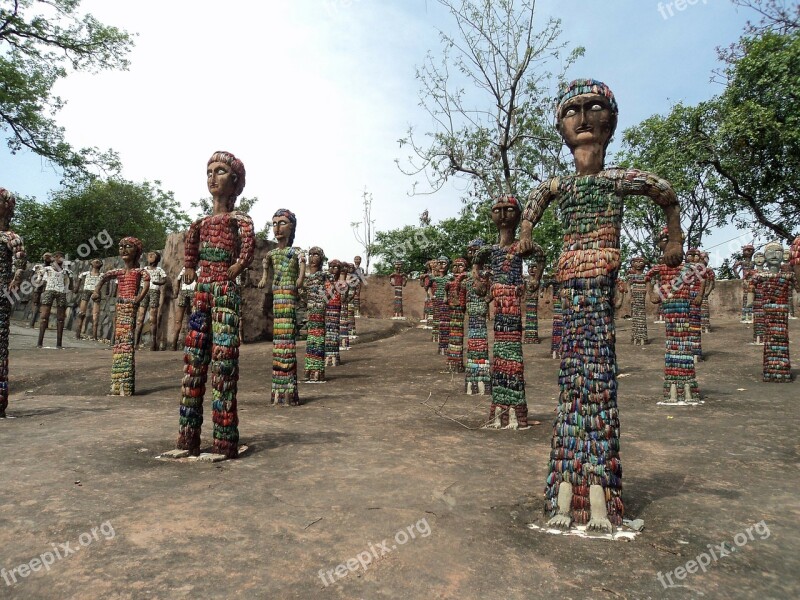 Chandigarh India Rock Garden Painted Figures