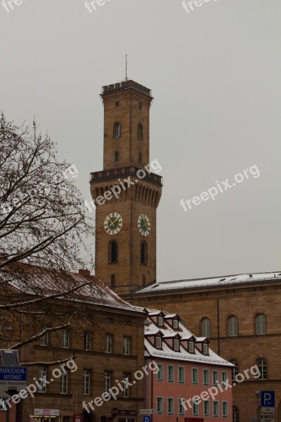 Tower Snow Winter Cold Town Hall