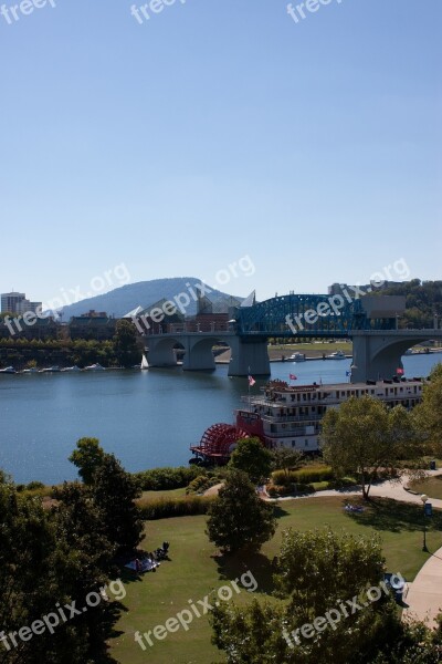 Chattanooga Tennessee Lookout Mountain Bridge Coolidge Park Riverboat