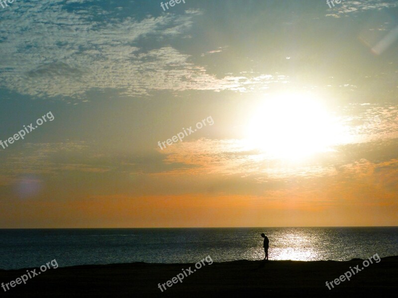 Sunset Sky Crop Person Loneliness