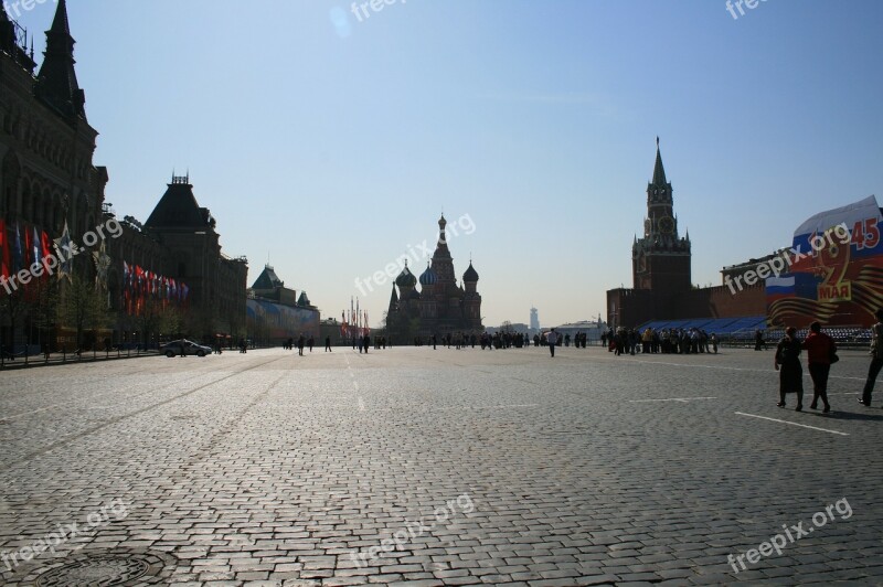 Red Square Paving Open Blue Sky Open Space St Basil's Cathedral